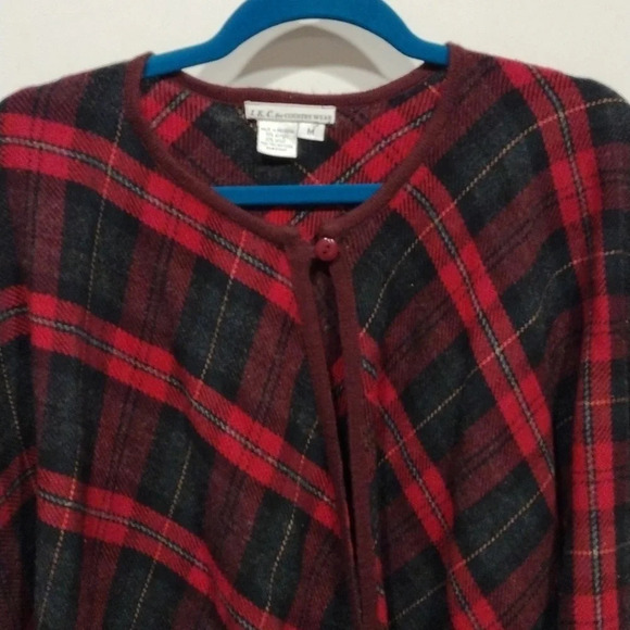 I.K.C. For Country Wear Wool Blend Red Tartan Plaid Cape/Poncho Sz M-Academia - Picture 6 of 7